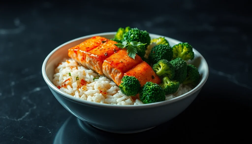 Spicy Smashed Salmon Broccoli Rice Bowl Recipe - Food Market Insights